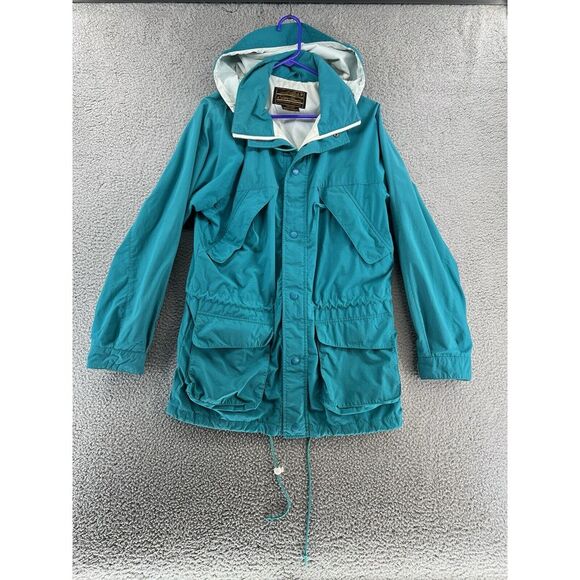 Vintage 90s‎ Eddie Bauer Nylon Full Zip Hoodie Windbreaker Rain Jacket Men Small - Picture 2 of 14